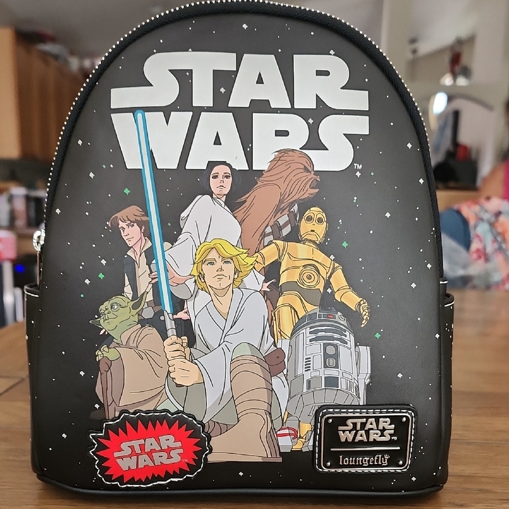 Loungefly Star Wars Black Backpack with Iconic Characters